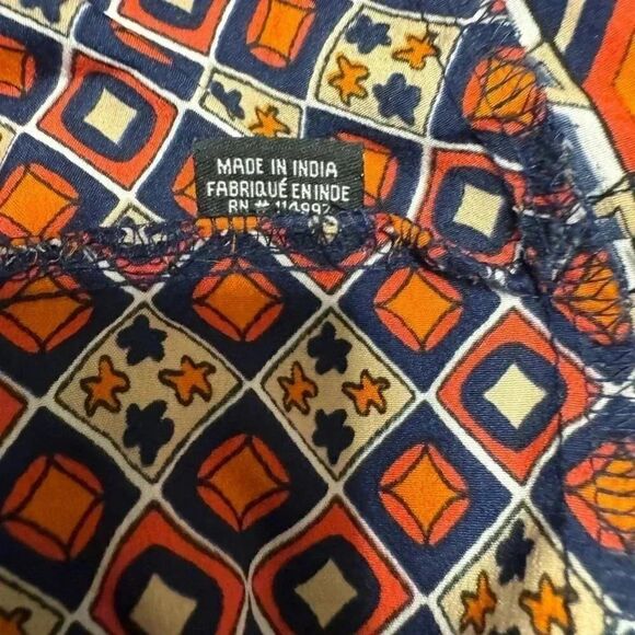 Feathers by Tolani Womens Tunic Top Multi XS 3/4 Sleeve Tassel Tie Neck - Picture 7 of 7